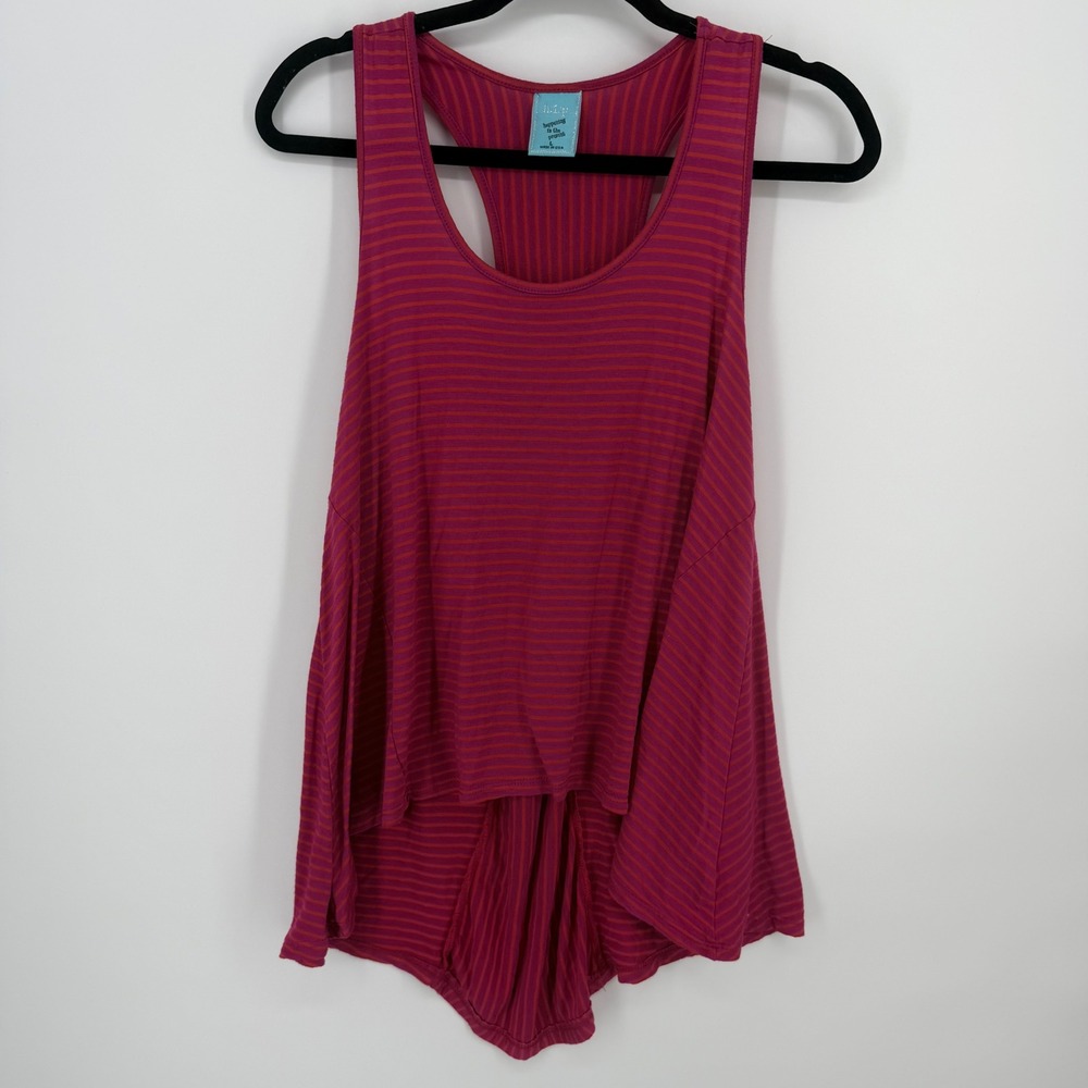 h.i.p. Rayon Tank Top Women Large Pink Orange Striped Vintage Y2K Made in USA